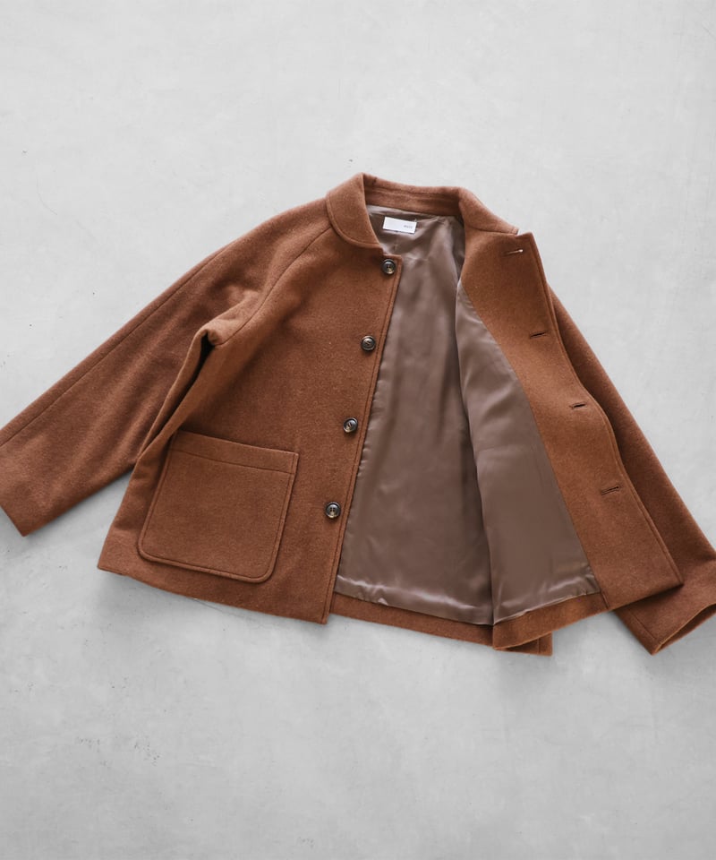 HUIS | “HUIS×尾州”縮絨ウールフランネルショートコート（ブラウン