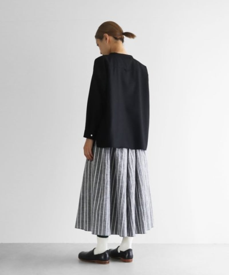 HUIS ハウス シーチングコットンロングスカート HUIS | シーチングコットンロングスカート（グレー×白