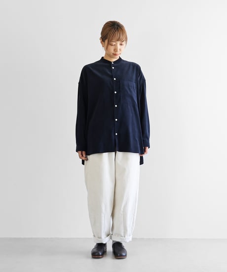 HUIS |みじんコールバンドカラーオーバーシャツ（ダークネイビー）【ユニセックス】015