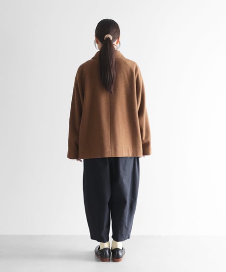 HUIS | “HUIS×尾州”縮絨ウールフランネルショートコート（ブラウン）【ユニセックス】319