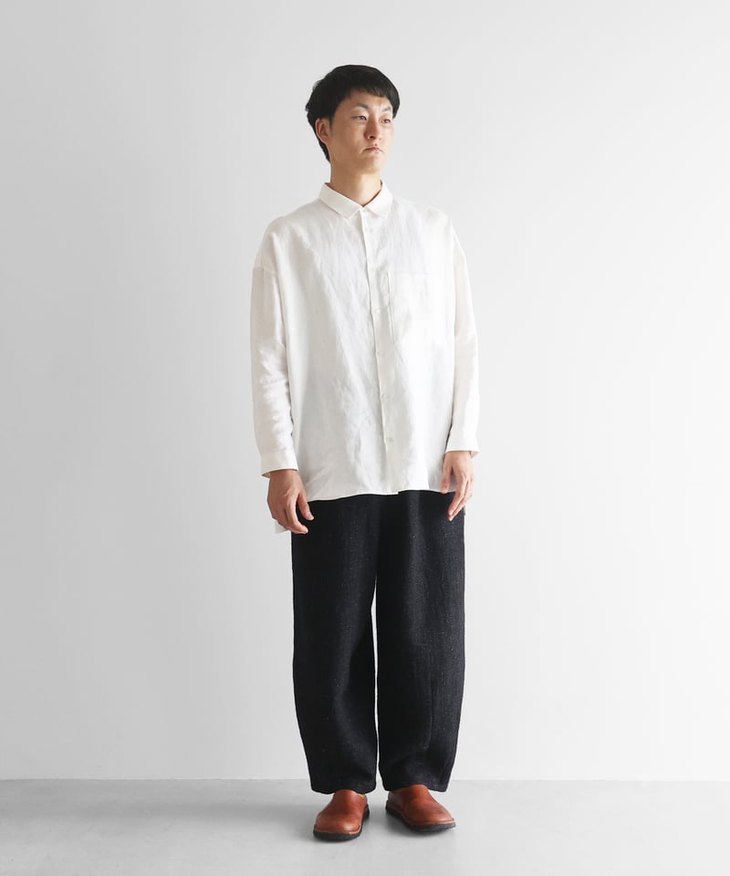 HUIS | “HUIS×尾州”縮絨リネンウールバルーンパンツロング（ブラック