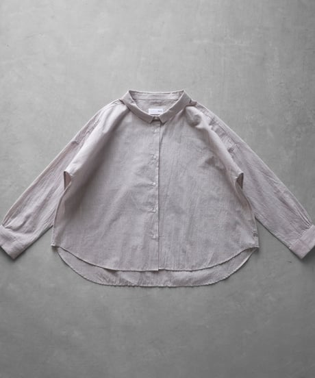 HUIS |【限定】なめらかコットンワイドブラウス（ワインレッドストライプ）【レディス】U102