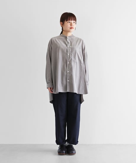 HUIS | みじんコールバンドカラーオーバーシャツ（アッシュグレー）【ユニセックス】015