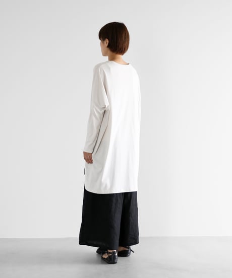 HUIS | ［HUIS in house］SUVIN COTTON長袖Vネックチュニックカットソー（グレージュ）【レディース】CS304