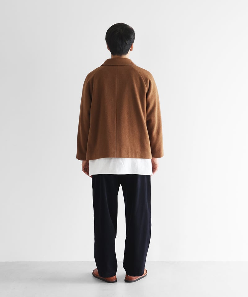 HUIS | “HUIS×尾州”縮絨ウールフランネルショートコート（ブラウン