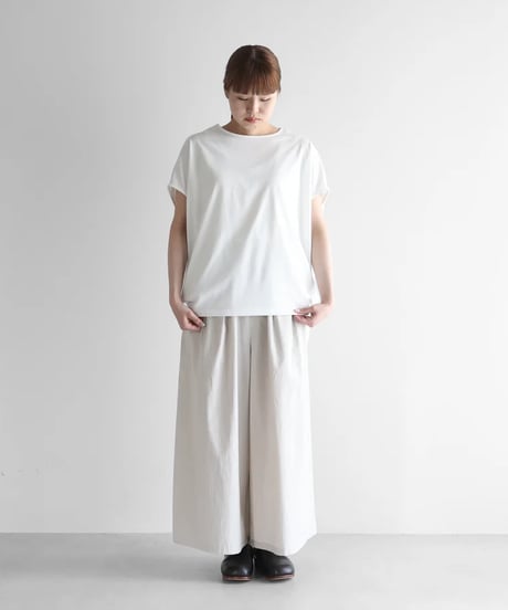 HUIS |［HUIS in house］SUVIN COTTONフレンチスリーブコクーンカットソー（白）【レディス】CS108