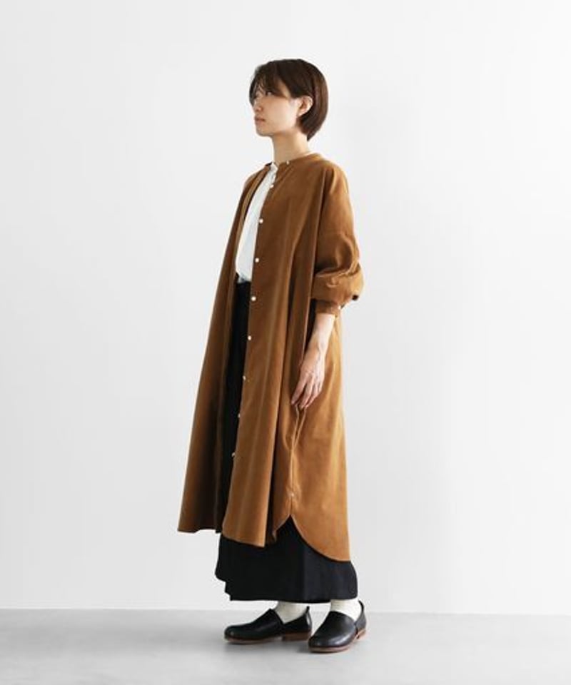 【美品】HUIS.みじんコールバルーンスリーブワンピース（キャメル） HUIS | みじんコールバルーンスリーブワンピース（キャメル