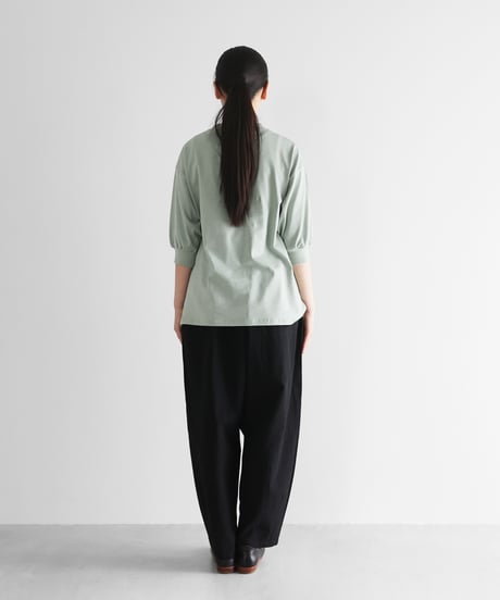 HUIS |［HUIS in house］SUVIN COTTON5分袖リブカットソー（ジェラートグリーン）【レディス】CS106