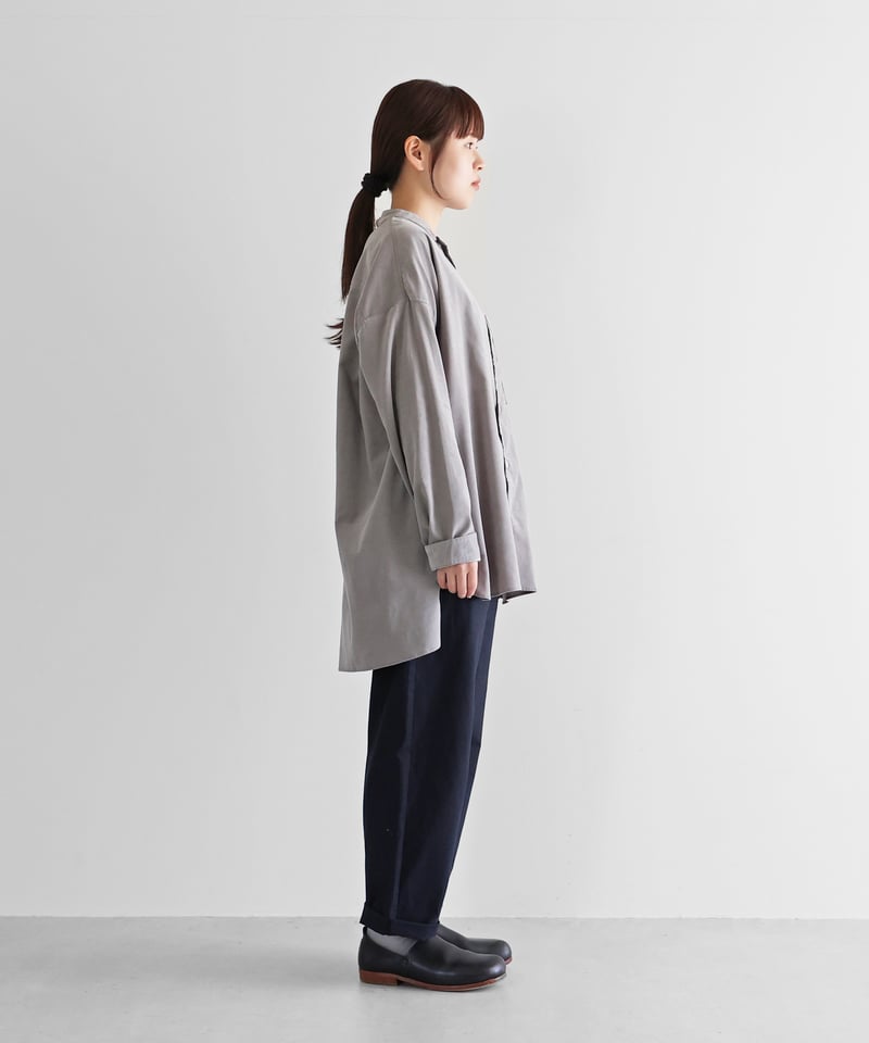 HUIS | みじんコールバンドカラーオーバーシャツ(アッシュ HUIS | みじんコールバンドカラーオーバーシャツ(アッシュ