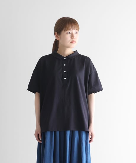 HUIS 　SUVIN COTTON半袖ポロカットソー HUIS in house］SUVIN COTTON半袖ポロカットソー（ホワイト
