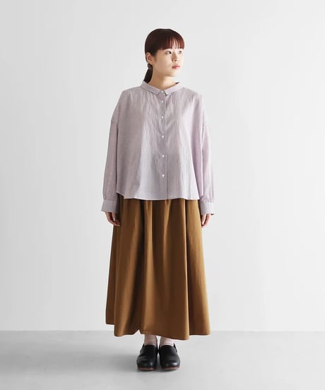 HUIS | 【限定】なめらかコットンワイドブラウス（エンジストライプ）【レディス】U102