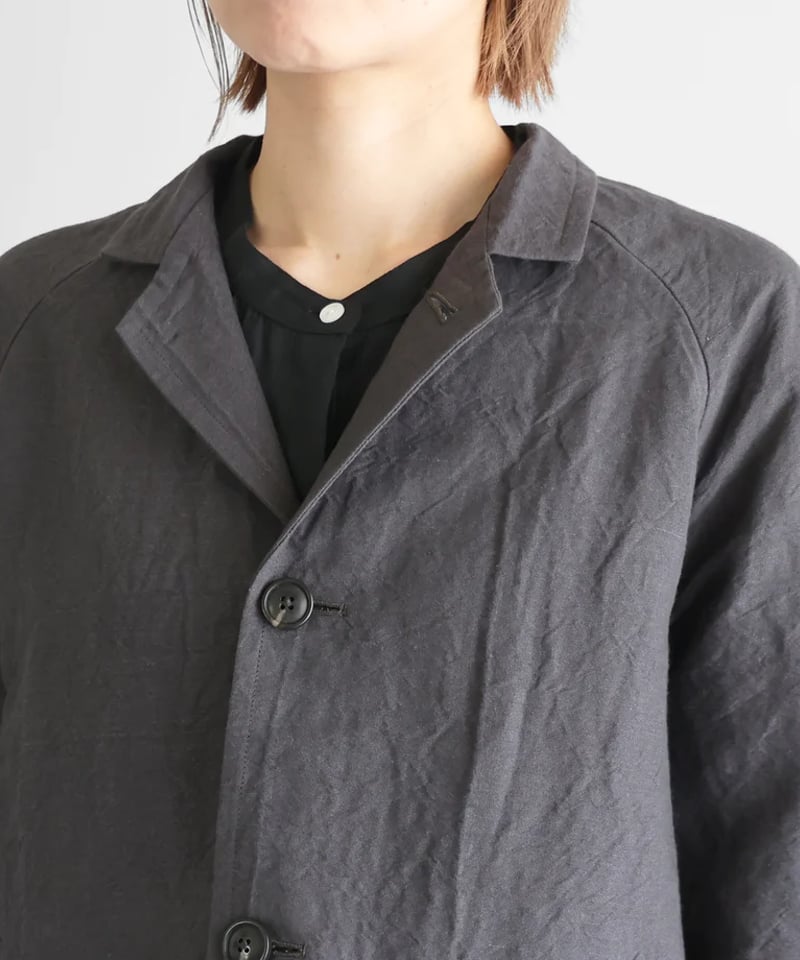 HUIS |バンブーリネンアトリエジャケット （ダークグレー）【ユニ