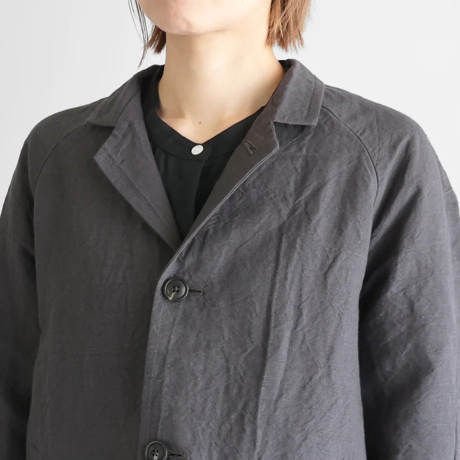 HUIS |バンブーリネンアトリエジャケット （ダークグレー）【ユニ