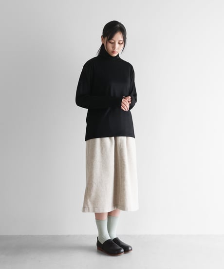 HUIS |［HUIS in house］メリノオプティモウォッシャブルウール天竺長袖タートルネックカットソー（ブラック）【ユニセックス】CS203
