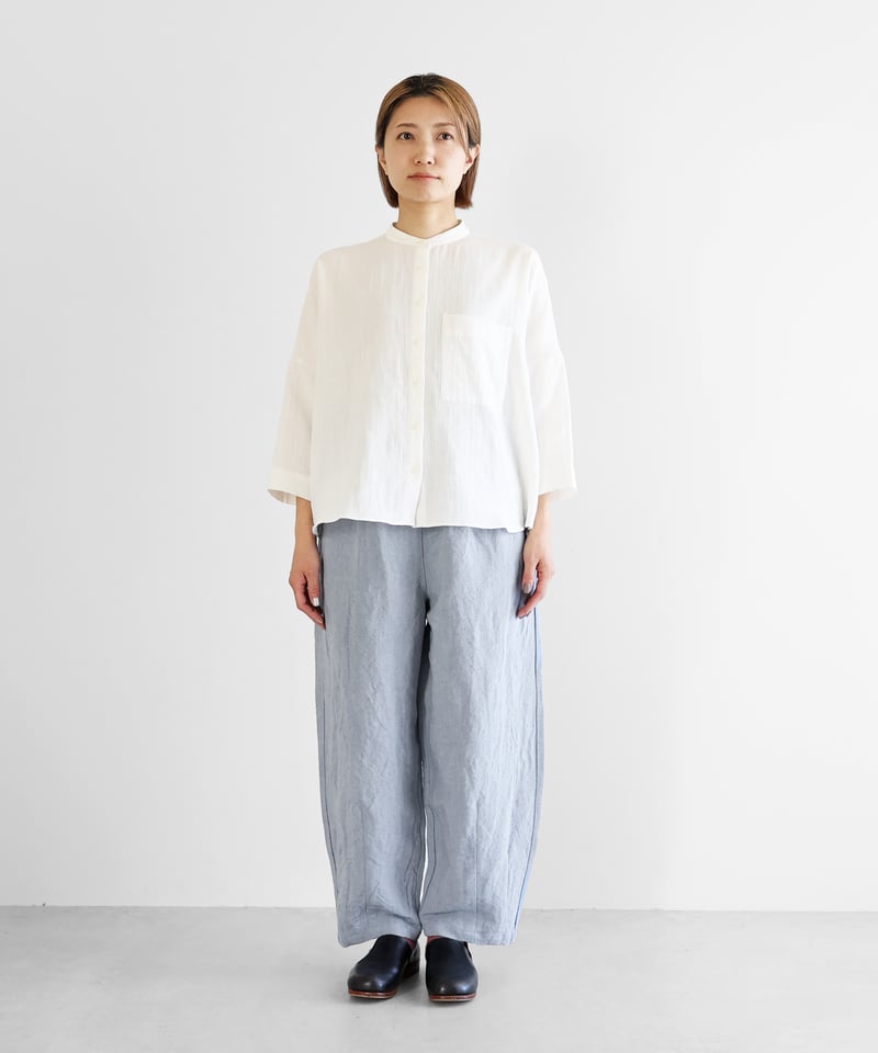 値下げ　新品HUIS 506L HUIS |バンブーリネンバルーンパンツロング（ライトブルー）【ユニ