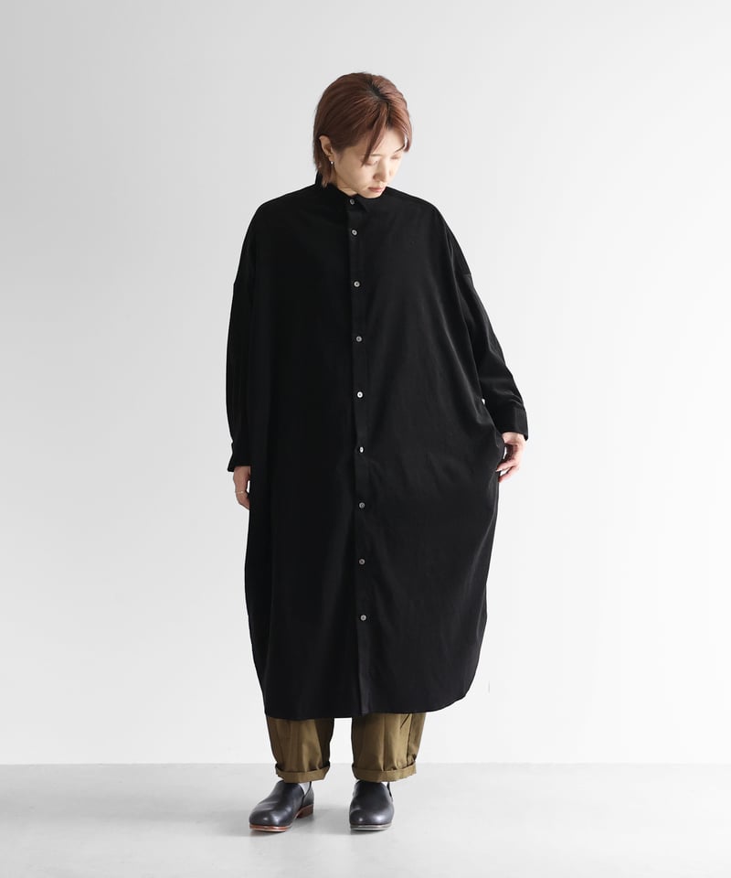 HUIS | ［ほぼ日コラボ］みじんコールロングシャツ（ブラック）【ユニ