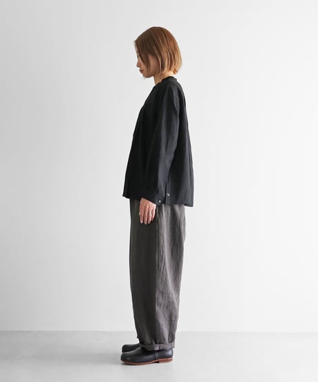 HUIS |オールドレピア天日干しラミーリネンバルーンパンツロング（チャコールグレー）【ユニセックス】506L