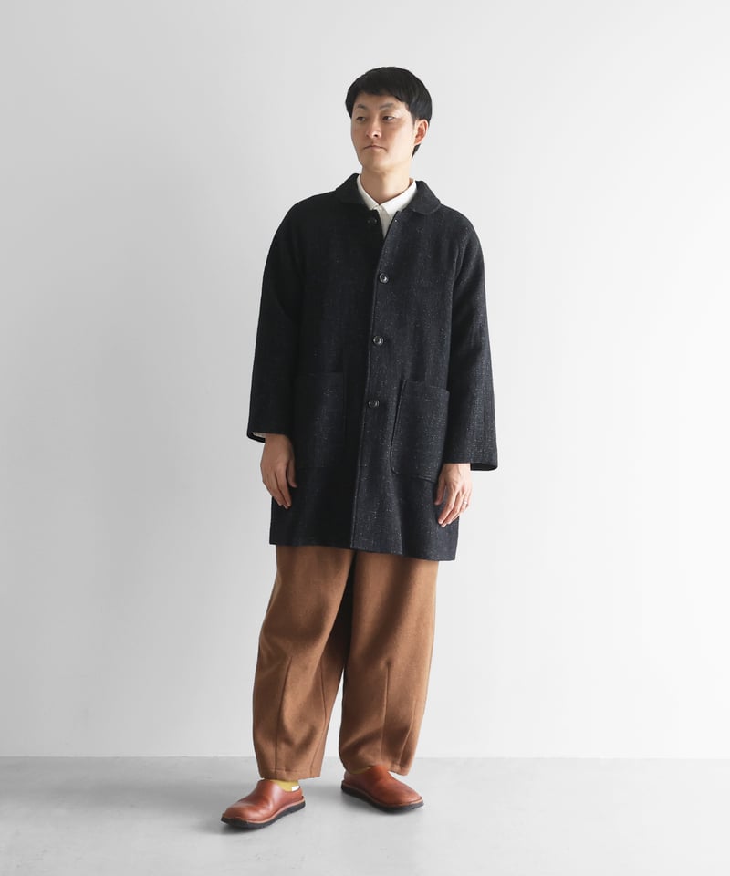 HUIS ハウス遠州織物縮絨ウールフランネルミドルコート 316 ユニセックス HUIS×尾州”縮絨ウールフランネルミドルコート 316をリリースしま