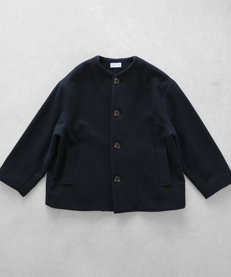 HUIS | “HUIS×尾州”縮絨ウールフランネルノーカラーショートコート