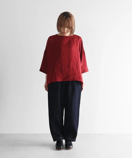 HUIS | “HUIS×三備”綿麻シャトルデニムワイドパンツ（インディゴ）【ユニセックス】504