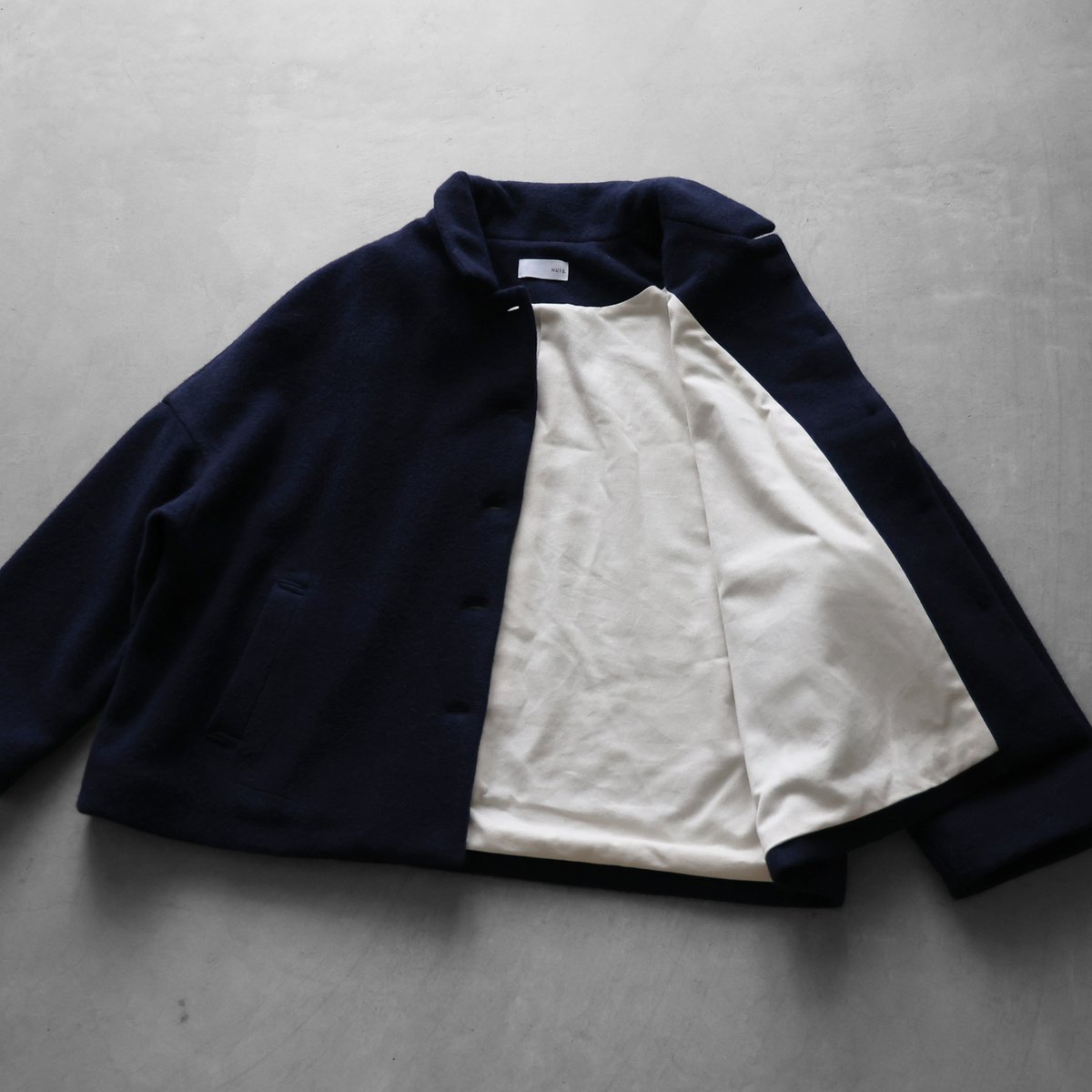 HUIS×尾州”縮絨ウールフランネルワイドショートコート(ダーク HUIS×尾州”縮絨ウールフランネルワイドショートコート(ダーク