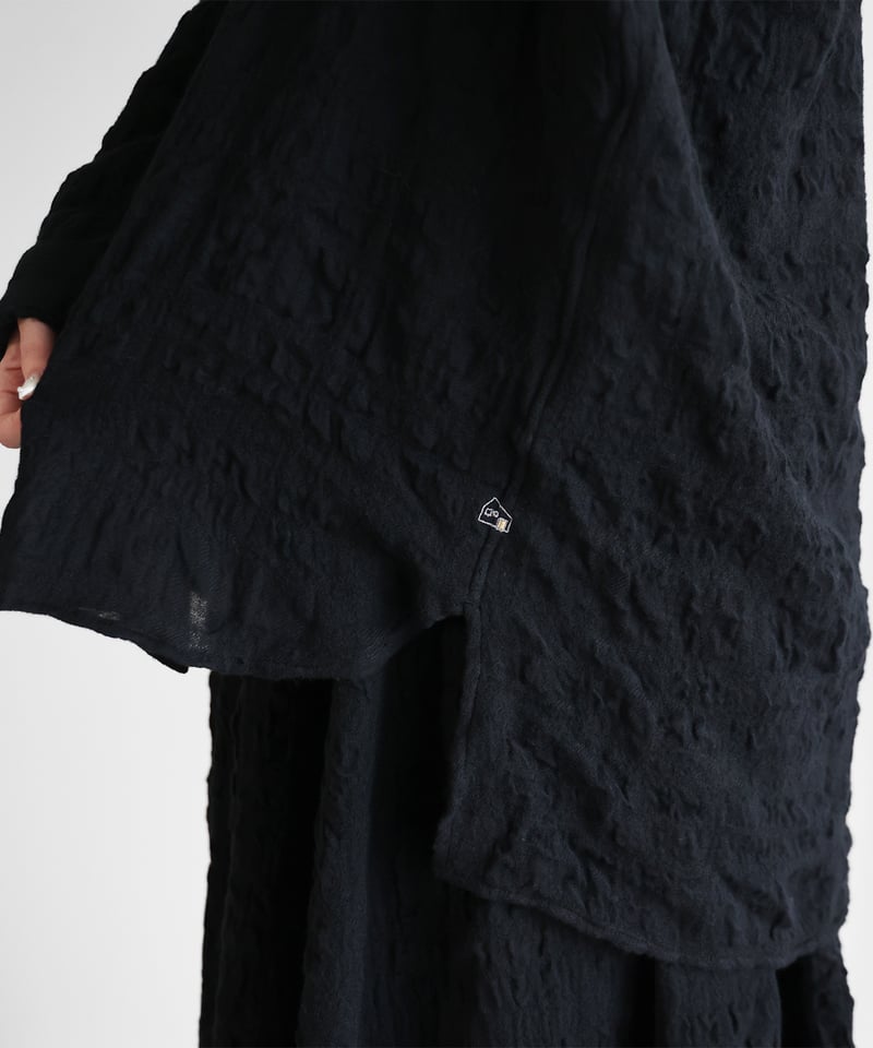 HUIS |“HUIS×尾州”縮絨綿ウールガーゼバンドカラーオーバーシャツ