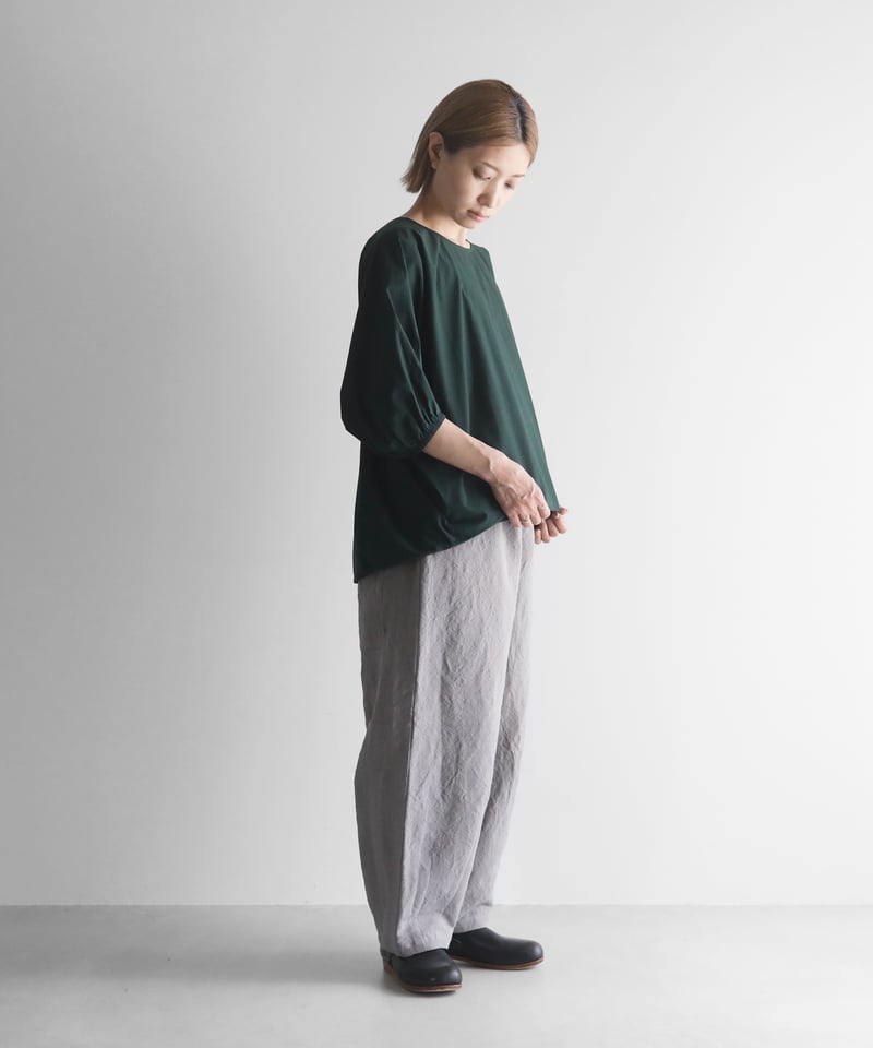 HUIS.ハウス　バンブーリネンバルーンパンツ（グレージュ)ユニセックス バンブーリネンサルエルバルーンパンツ（グレージュ）【ユニ