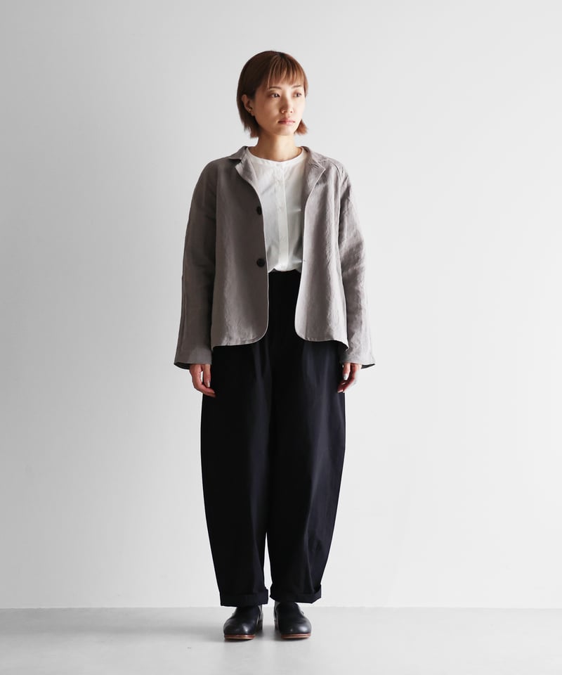 【美品】HUIS バンブーリネンアトリエジャケット　307 HUIS.】307 バンブーリネンアトリエジャケット （ブラック