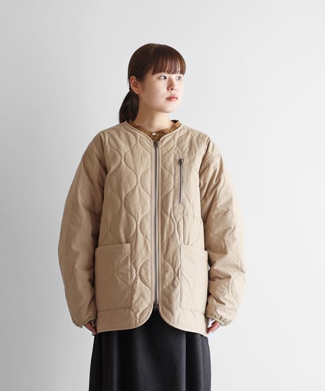 HUIS 遠州織物　ダウンプルーフコットン中綿キルティングコート　ノーカラ ダウンプルーフコットンsunstate中綿キルティングコート 321を