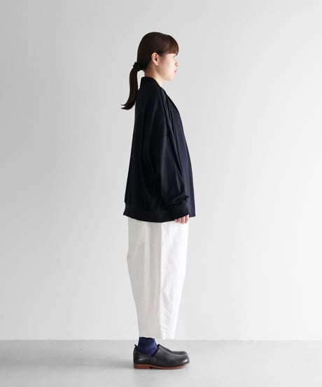 HUIS |［HUIS in house］メリノオプティモウォッシャブルウール天竺長袖リブカーディガン（ブラックネイビー）【ユニセックス】CS702