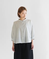 HUIS |【限定】8分袖なめらかコットンワイドブラウス（グリーン