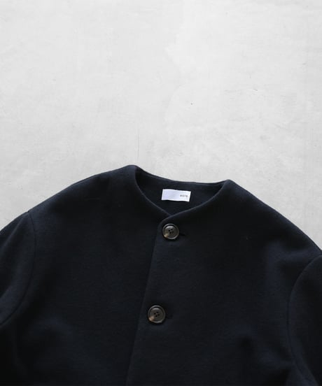 HUIS | “HUIS×尾州”縮絨ウールフランネルノーカラーショートコート（ブラック）【ユニセックス】326