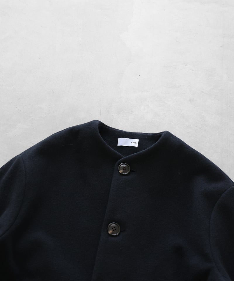 HUIS | “HUIS×尾州”縮絨ウールフランネルノーカラーショートコート