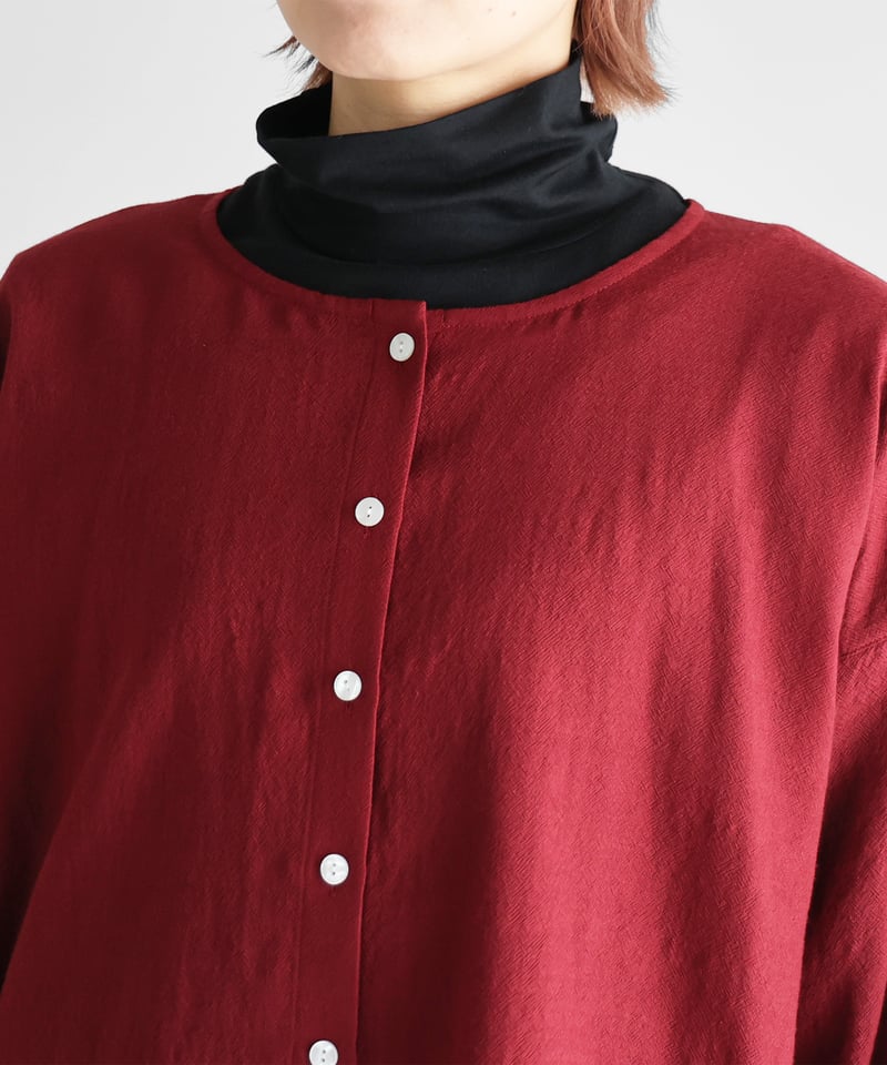HUIS | ウォッシャブルウールショートカーディガン（ダークレッド