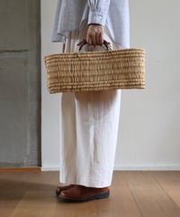 世界のかご | ストローカゴ 横長（革ハンドル） Mサイズ