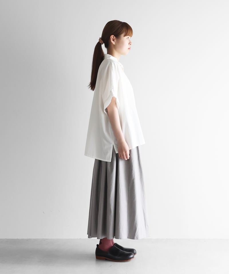 HUIS | フランス綾ロングスカート（アッシュグレー）【レディス】U402