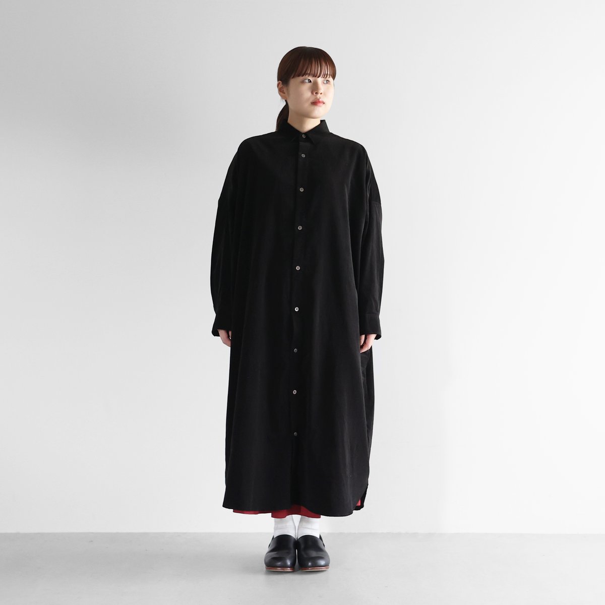 HUIS | ［ほぼ日コラボ］みじんコールロングシャツ（ブラック）【ユニ
