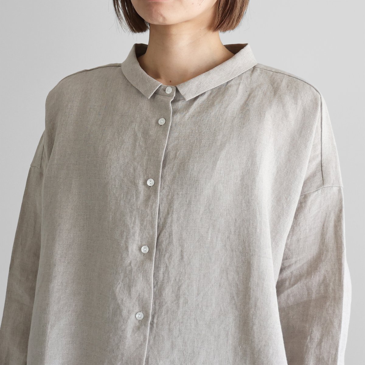 HUIS |オールドレピアリネンワイドブラウス（きなり）【レディス】U102