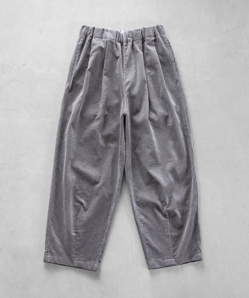 HUIS | 綿麻コーデュロイワイドパンツ（細畝・ライトグレー）【ユニ