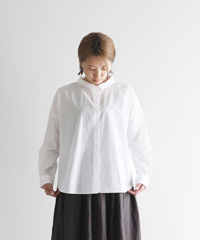 HUIS ハウス　コードレーンフレンチスリーブワイドブラウス　ホワイト HUIS |コードレーンワイドブラウスL（白）【レディス】U102L | 絲佳