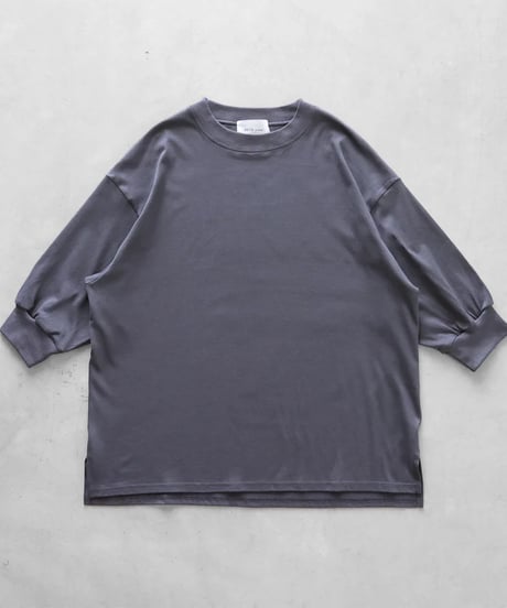 HUIS |［HUIS in house］SUVIN COTTON5分袖リブカットソー（ダークグレー）【レディス】CS106