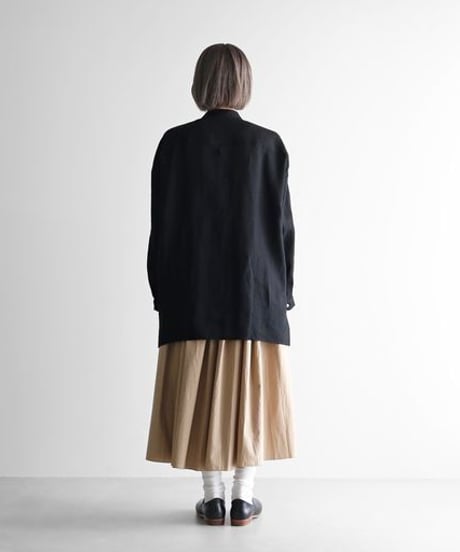 HUIS |シャトルリネンバンドカラーオーバーシャツ（ブラック）【ユニセックス】015