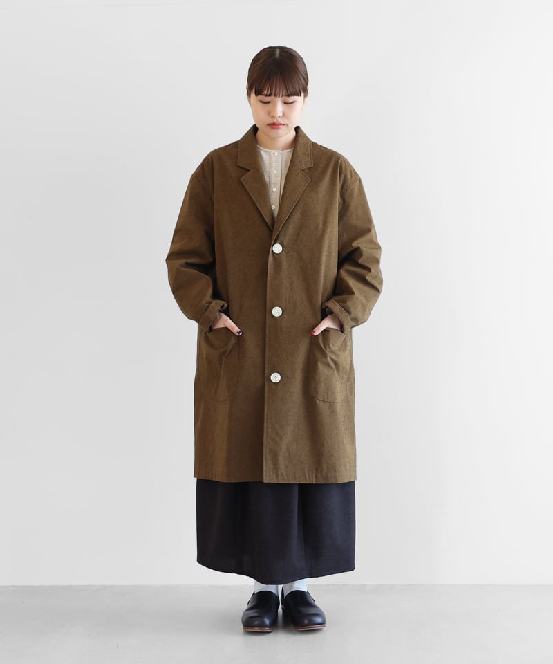 HUIS | ウォッシャブルウールコットンショップコート（キャメル