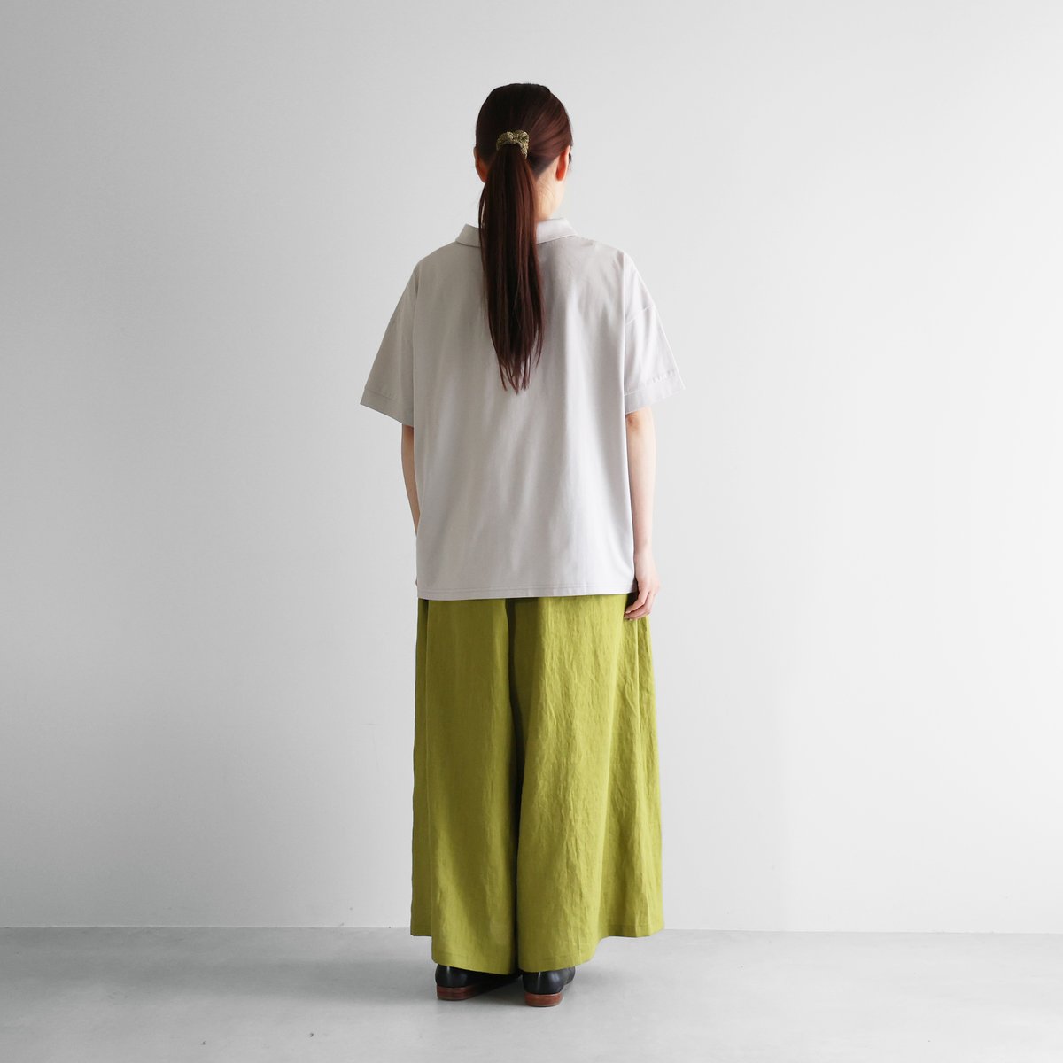 HUIS in house］SUVIN COTTON半袖ポロカットソー（シルバー