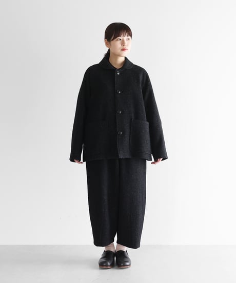HUIS |  “HUIS×尾州”縮絨リネンウールバルーンパンツ（ブラック）【ユニセックス】506