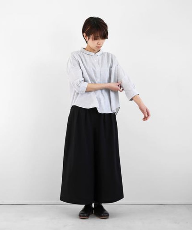 HUIS | 8分袖コードレーンワイドブラウス(トップ糸グレー HUIS | 8分袖コードレーンワイドブラウス(トップ糸グレー