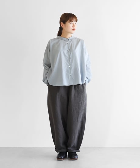 HUIS |オールドレピア天日干しラミーリネンバルーンパンツロング（チャコールグレー）【ユニセックス】506L