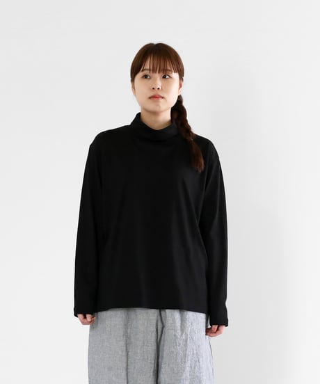 HUIS in house |SUVIN COTTON長袖ゆるタートルネックカットソー（ブラック）【ユニセックス】CS204