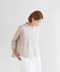 HUIS |【限定】8分袖なめらかコットンワイドブラウス（ワインレッドストライプ）【レディス】U108