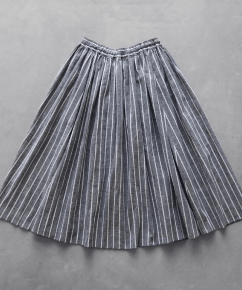 HUIS ハウス シーチングコットンロングスカート HUIS | シーチングコットンロングスカート（グレー×白